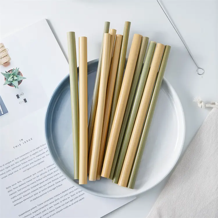 Sedotan teh gelembung bambu bungkus Jumbo dapat digunakan kembali 7 Cm sedotan bambu panjang disesuaikan untuk dijual