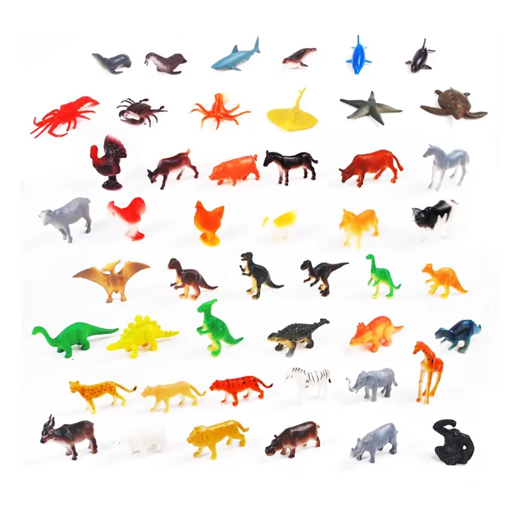 48PCS di plastica simulato solido piccoli animali del mondo di Giocattoli Colorati Mini giocattoli animali per i bambini