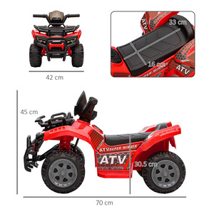 HOMCOM子供用電動クワッドバイク6V充電式バッテリー付き,アクセルボタン18〜36ヶ月,70x42x45cm,レッド - Product Image 3