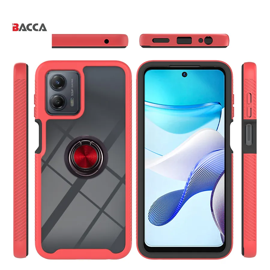 Two-layer 360 Protect Front Back Case with Ring Holder Free Adjust Phone Case for MOTO G Stylus for Google7A Armor 3 Colors