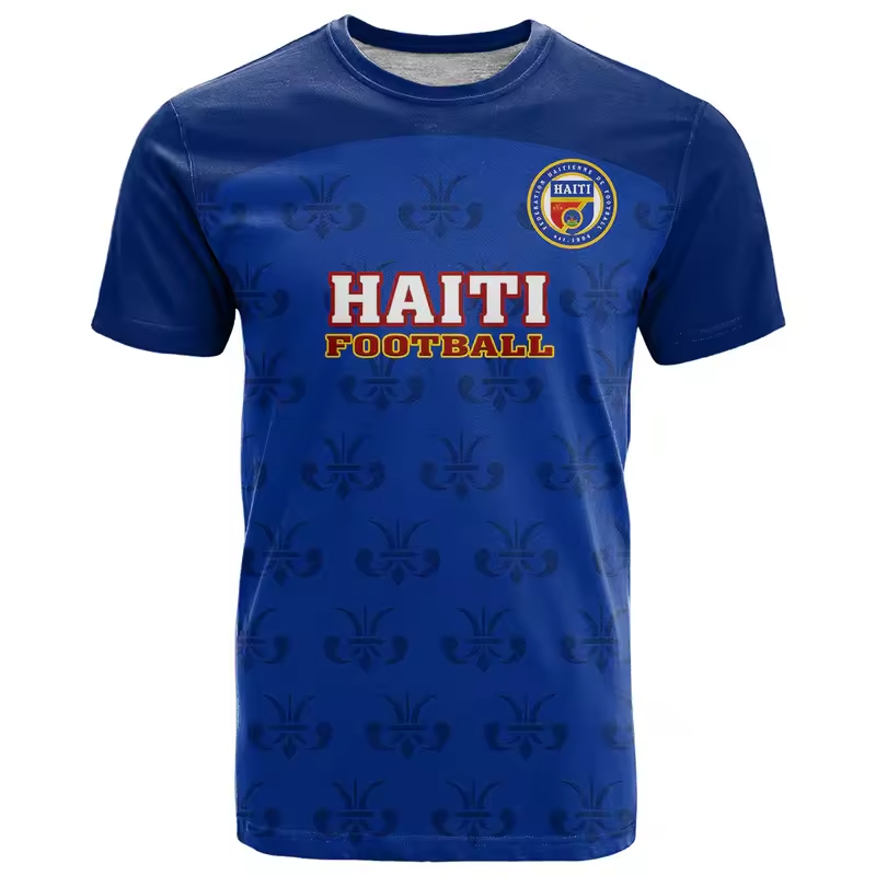 blue Haiti Red Blue Soccer Tee5