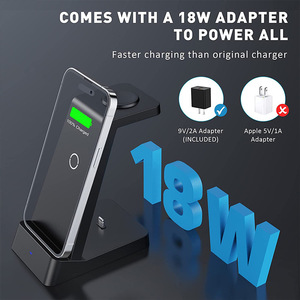 18W 3 in 1 kablosuz şarj standı masası tipi C şarj istasyonu iPhone 16 15 14 13 için Apple izle 6 9 ve Airpods 3 2 - Product Image 4
