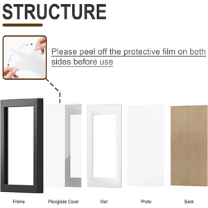 <strong>8</strong>.5x11 Plastic Picture <strong>Frame</strong> 6x8 with Mat or <strong>8</strong>.5x11 Without Mat Minimalist Style Photo <strong>Frame</strong> for Wall Mounting Display - Product Image 4