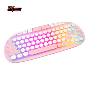 Royal Kludge RK Round pink Mini Gaming <strong>Keyboard</strong> <strong>Programmable</strong> 68 Keys Round Keycaps Retro Typewriter <strong>Mechanical</strong> <strong>Keyboard</strong> for Girl - Product Image 4