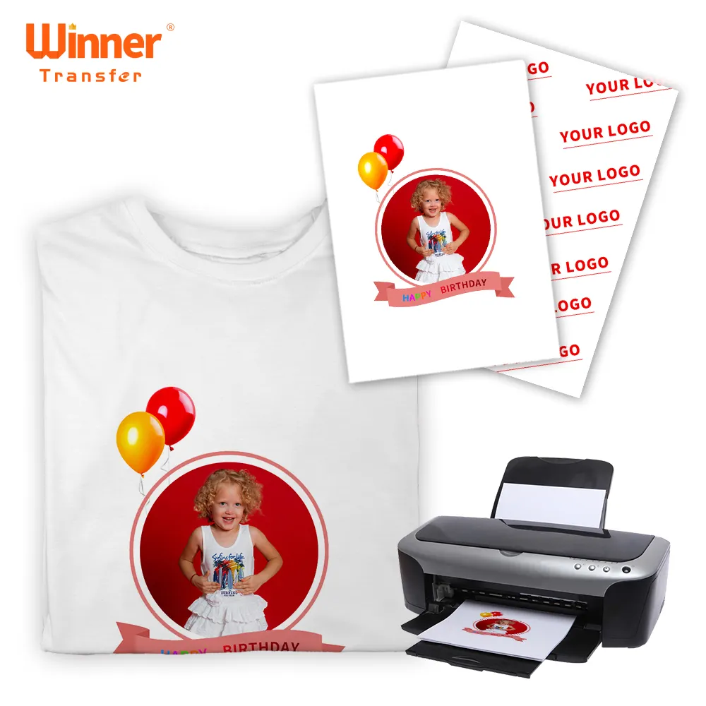 Papel de impresión de inyección de tinta de suministro del fabricante 8,5*11 A4 camiseta papel de transferencia de calor para tela ligera