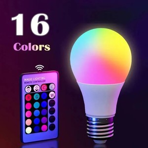 16 renkler RGB ampul LED renkli ampul E27 220V ev aydınlatma dim 24 anahtar uzaktan kumanda akıllı lamba atmosfer ışığı - Product Image 3