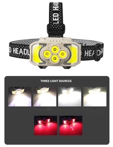 White &amp; Red <strong>Light</strong> Color Headlamp 500 Lumen Type C Rechargeable Head Torch <strong>Sensor</strong> <strong>Function</strong> With Power Display for Camping - Product Image 3
