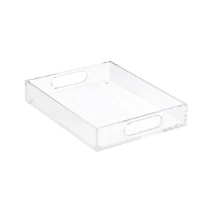 定制Lucite透明大服务托盘透明亚克力托盘12x 16英寸酒店 - Product Image 2