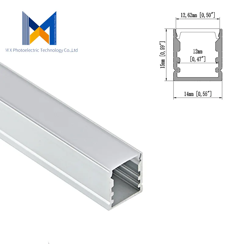 Precio de fábrica, alta calidad, 14mm x 15mm, aleación de aluminio 6063, perfil de aluminio LED empotrado para luz led, luz de armario, 1m de longitud
