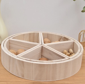 Unisex 30cm Wooden Sensory Bin Round Sorting Tinker Tray with 5 Removable <strong>Triangular</strong> Trays for Small Parts Storage