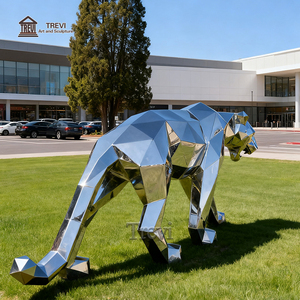 Trevi hiện đại bất động sản nhà sân cảnh quan kim loại hình học động vật điêu khắc gương thép không gỉ đi bộ Cheetah tượng - Product Image 4