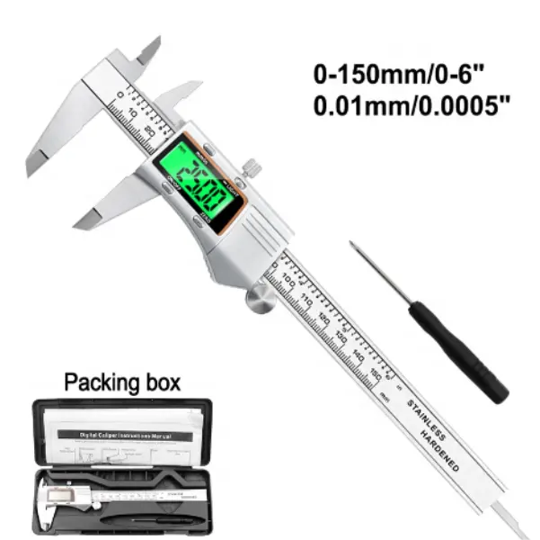 Ditron digitale pinza micrometro strumento di misura 150 mm / 6 pollici con retroilluminazione in acciaio inox Vernier pinza