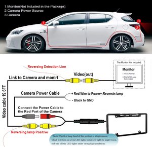 Two Video <strong>Inputs</strong> V1/V2 Car Rear View System HD License Plate <strong>Backup</strong> Camera and 7 Inch LCD <strong>Monitor</strong> Kit for RV, Truck, Pickup, Van - Product Image 5