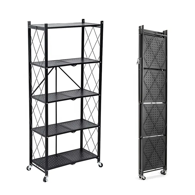 5Tier Slim Metal Banheiro Armazenamento Shelving Unidade Casa Tidy Organizador Display Racks Utility Folding Storage Rack