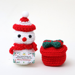 新作クリスマスニット人形手作りウールニットエルク雪だるまサンタクロース飾りカスタムかぎ針編み人形動物かぎ針編みおもちゃ