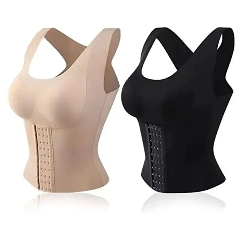 3-in-1 Push-up und Form Brust Taille geknöpft BH Shape wear Nahtlose Damen Taille Trainer Korsett Weste für Sport-BH