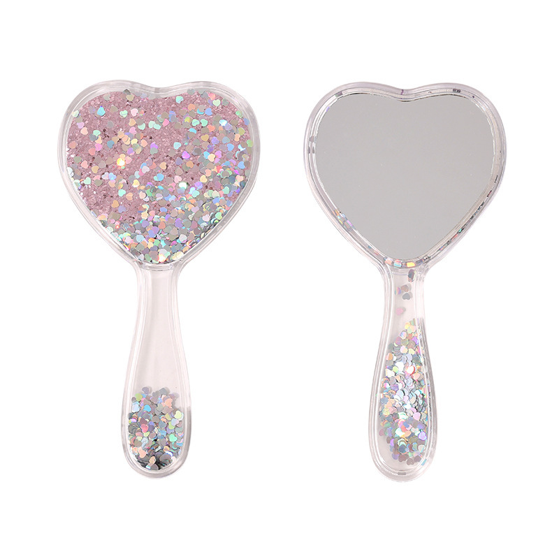 Pink heart-hand mirror