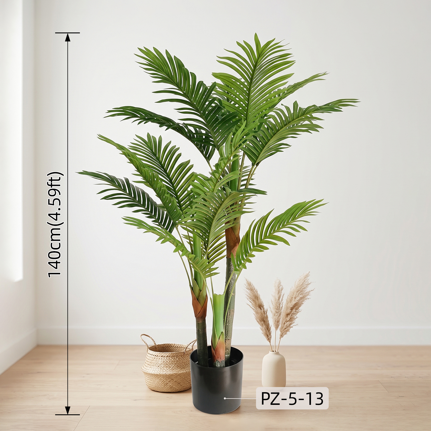 Multi-Stem Faux Palm Tree Realistic Tropical Foliage Plant