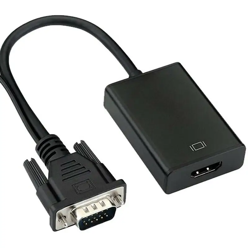 מתאם ממיר VGA ל-HDMI כבל זכר לנקבה עם מתאם VGA 1080P אודיו למחשב נייד למקרן HDTV
