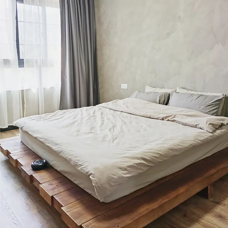 Ahşap düşük kat platformu king-size yatak çok japon tarzı Tatami katı Modern çam ahşap Nordic yatak kabul Nordic Bett