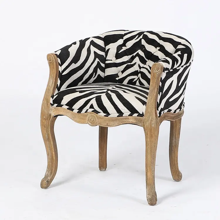 Fauteuil en bois massif de style européen antique à dossier bas, chaise de canapé de restaurant d'hôtel d'occasion (CH-939-1-Oak)