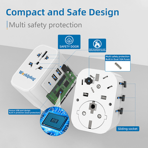 Adaptador de enchufe múltiple para viaje, adaptador Universal portátil tipo c con USB Dual - Product Image 3
