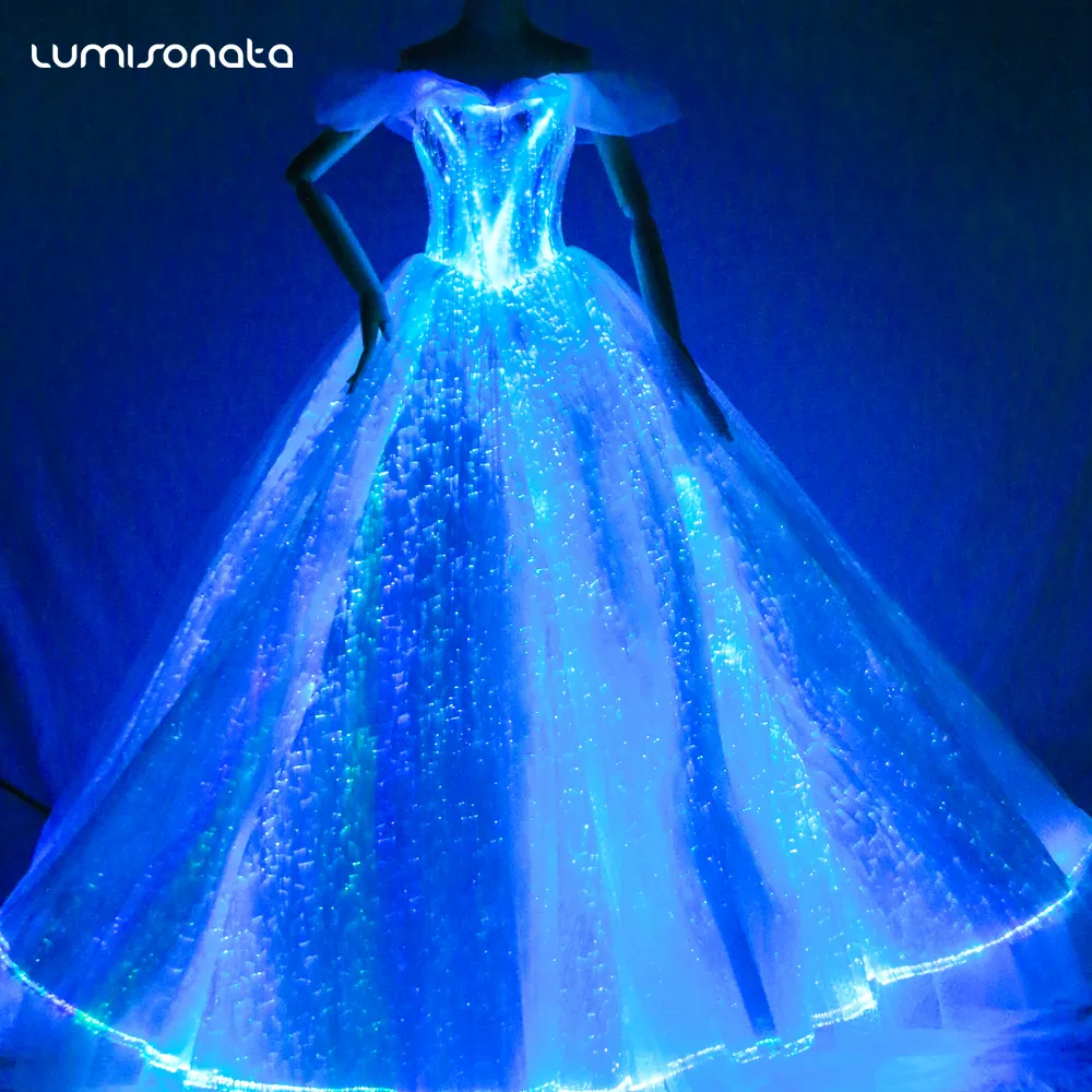 Luz led luminoso traje ballet tutu de uma peça vestido da dança