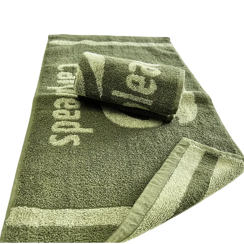 Toalha de logotipo feito em 100% algodão, toalha esportiva de tecido jacquard para academia e golfe, estampa personalizada, velour