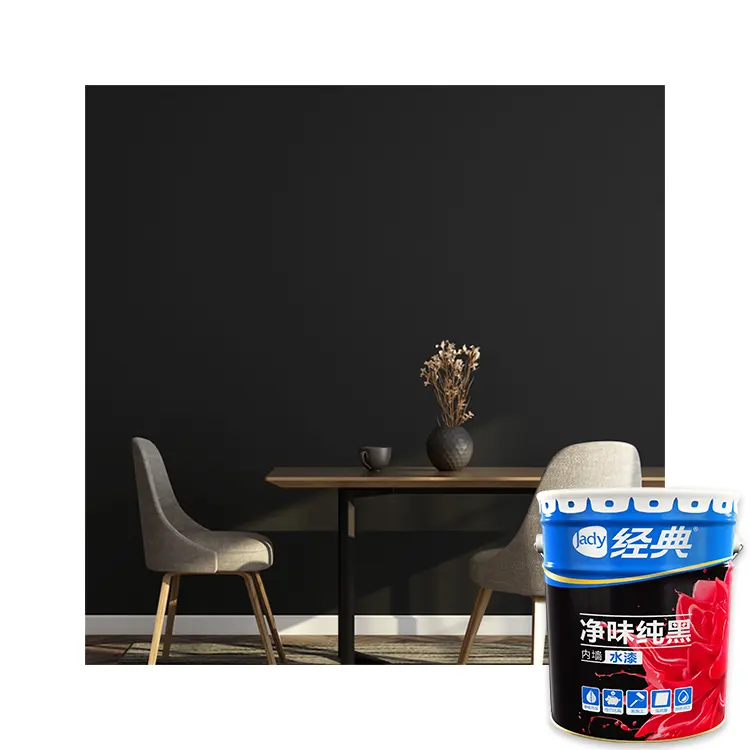 Jady-pintura negra sin olor, emulsión de alta cobertura, químicos, pintura Interior de agua