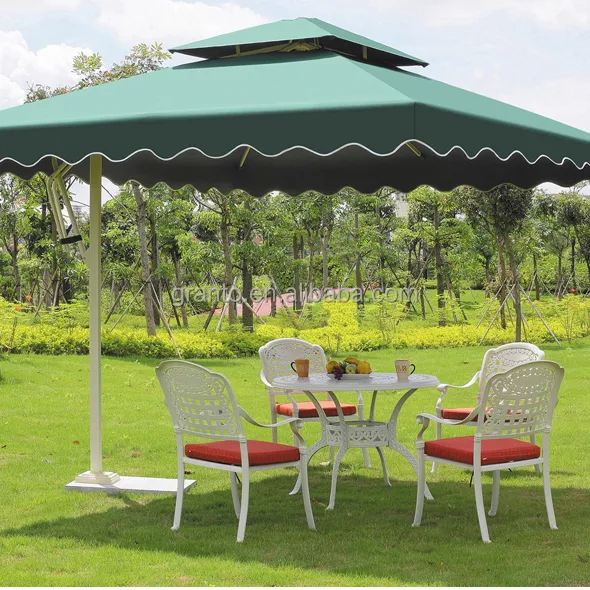 Design semplice giardino esterno uso mobili quadrato ombrello verde ombrellone parasole laterale