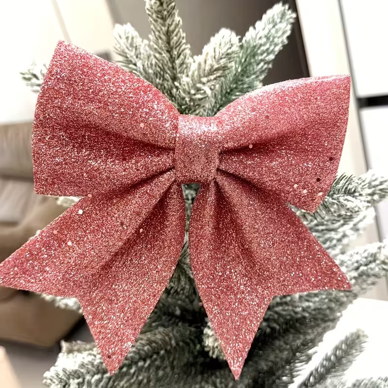 Lot de deux gros nœuds à paillettes en or rose