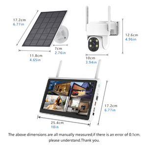 Sistema di sicurezza della telecamera CCTV a 4 canali con visione notturna LCD NVR WiFi IP Home Camera a basso consumo sistema di pannelli solari - Product Image 5