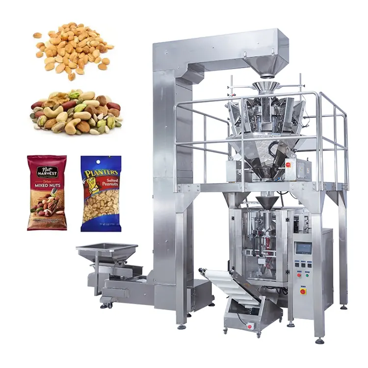 Mesin pengemas kepala Muilti kacang kemasan sepenuhnya otomatis untuk kacang kacang buah kering kacang panggang