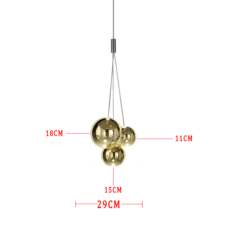 Lampada a sospensione dorata a 3 luci