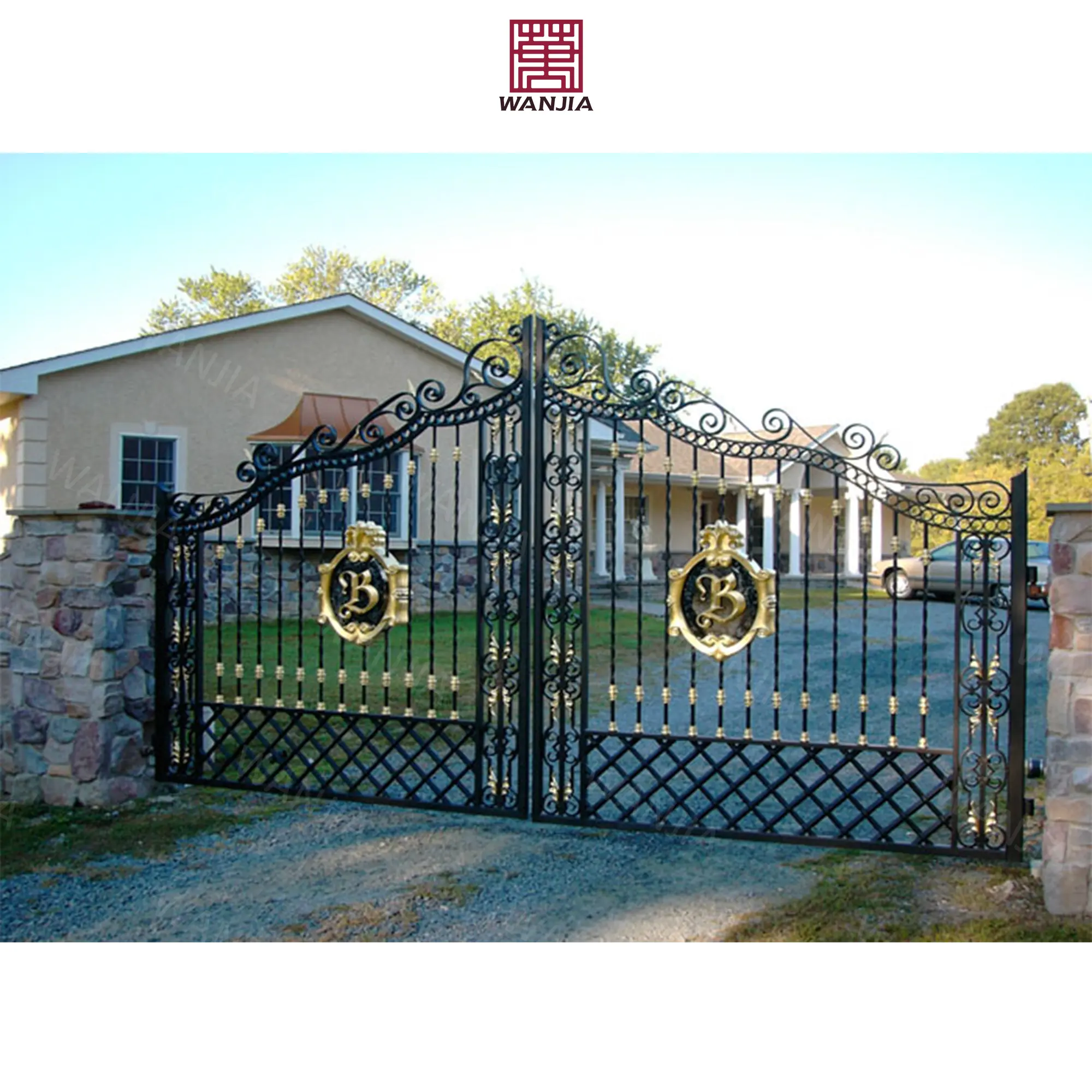 Moderno tubo di ferro fantasia cancello casa muro di confine ultimi disegni cancello principale per la casa porta in ferro battuto esterno porte del cancello in ferro