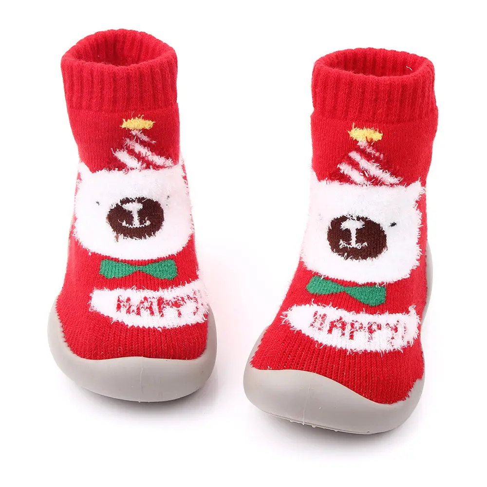 Chaussettes en coton antidérapantes pour bébé, nouveau Style de mode de haute qualité avec Logo personnalisé pour fille et garçon, semelles en caoutchouc, décontractées pour la pré-marche de noël, 2022