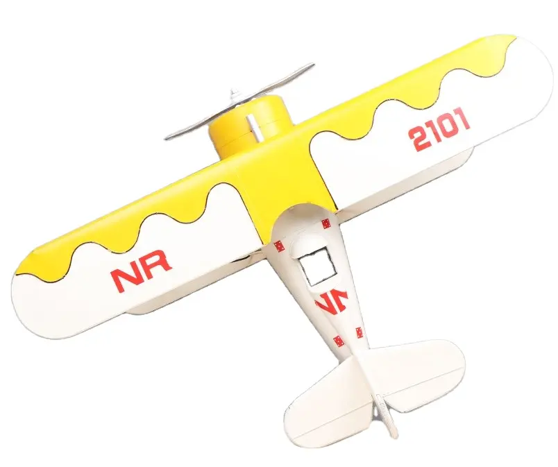 Avión Retro de hierro, modelo de avión Vintage, biplano de Metal
