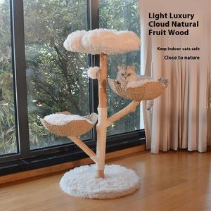 Mainan kucing mewah alami kayu padat pohon kucing mewah Platform melompat kolom Sisal mendukung kustomisasi datang kemasan karton - Product Image 4
