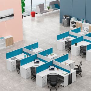 高品质电脑站立桌呼叫中心隔间办公工作站分区，适用于4座 - Product Image 1
