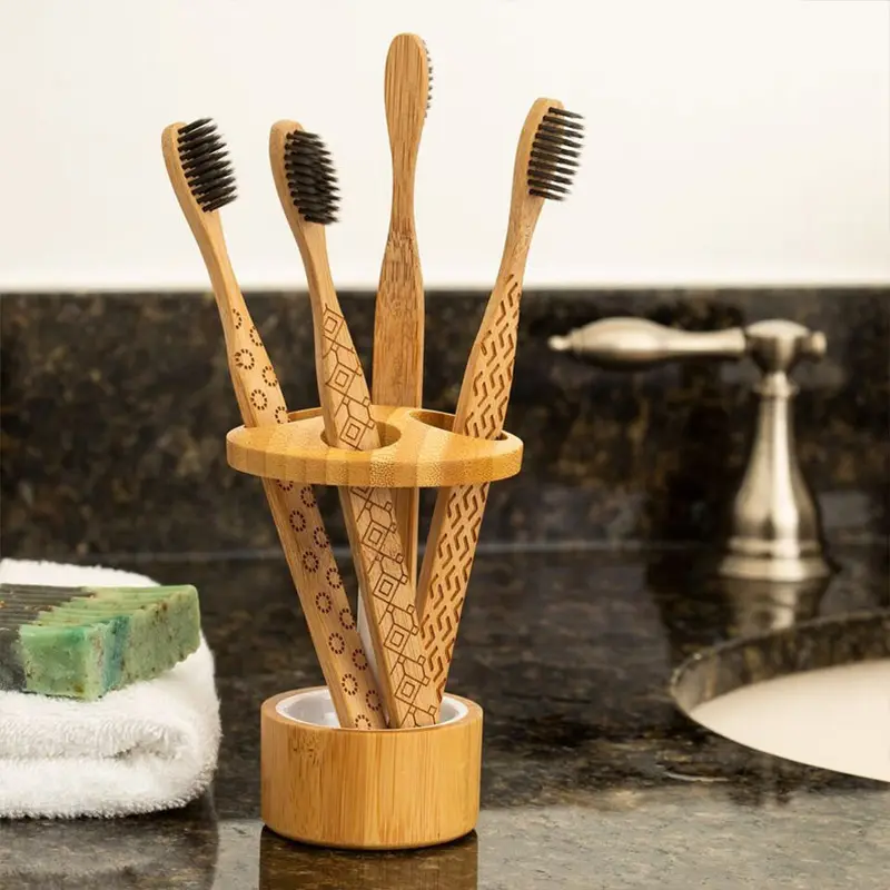 Échantillon gratuit Vente en gros personnalisé Brosse à dents en bambou souple noir biodégradable écologique Brosse à dents en bambou Bambo Bambu au charbon de bois