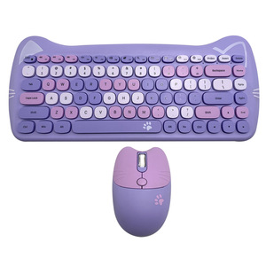 Diseño de oreja de gato lindo 2,4 Ghz Teclado inalámbrico Ratón Combos HXSJ L400 84 teclas Teclas delgadas Escritura cómoda Plug And Play Factory - Product Image 5