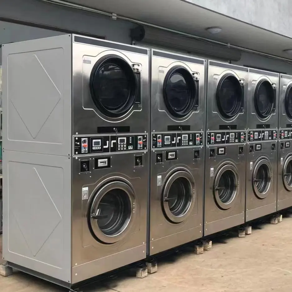 Mesin cuci dan pengeringan koin otomatis industri komersial yang dioperasikan oleh beban depan dan pengeringan mesin pencucian untuk bisnis cucian