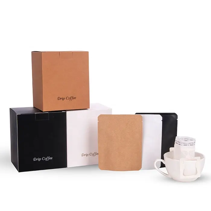 Toptan özel Logo karton lüks küçük damla kahve çay paketleme torbası hediye paketleme karton kağit kutu