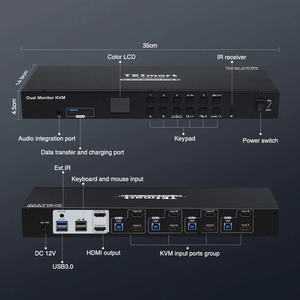 4端口双显示器HDMI KVM交换机套件HDMI，带USB 3.0集线器和音频输出EDID 4K60Hz KVM交换机