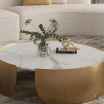 Sofá de 3 plazas + sillón individual + mesa con tablero de piedra en forma de A