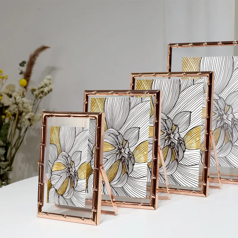 Hot Sale Wedding Decoration Metal High Quality Glass Gold Picture Photo Frame Wholesale