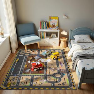 אתר בנייה ילדים לשחק מחצלת 5x7 non-החלקה חינוכית דמוית צמר קריקטורה ערימה נמוכה מכונת כביסה לפעוטון לילדים חדר - Product Image 2