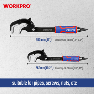 WORKPRO 2PC多功能管钳套装多功能自动锁定大开端碳钢可调扳手21毫米 - Product Image 2