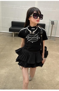 2025夏秋时尚2pcs女童服装套装热卖露背t恤6-15岁儿童裙装