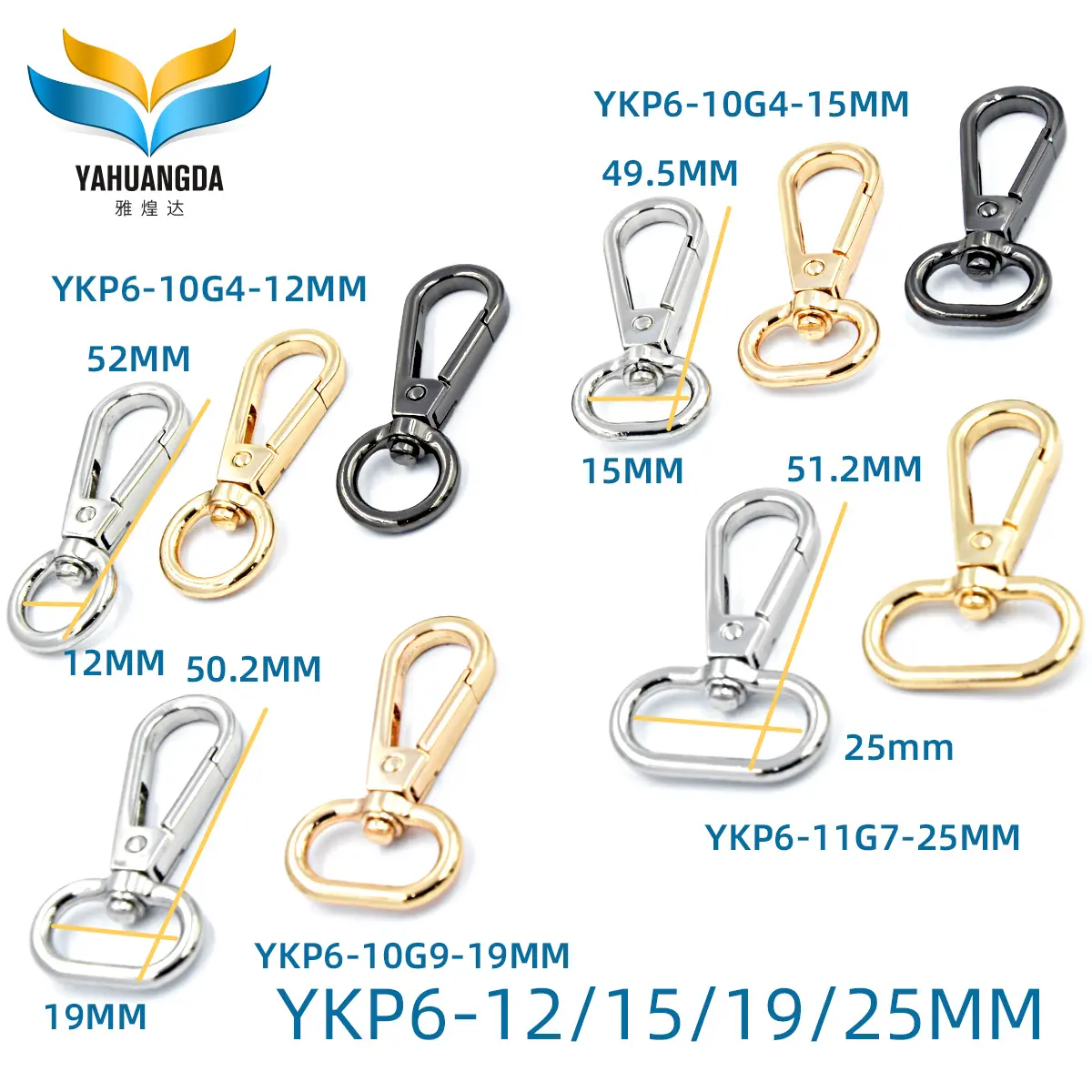Professional Manufacturer bag Lanyard Dog Leash Zinc Alloy Swivel Snap Hook Cheap Small metal Snap Hook YKP6